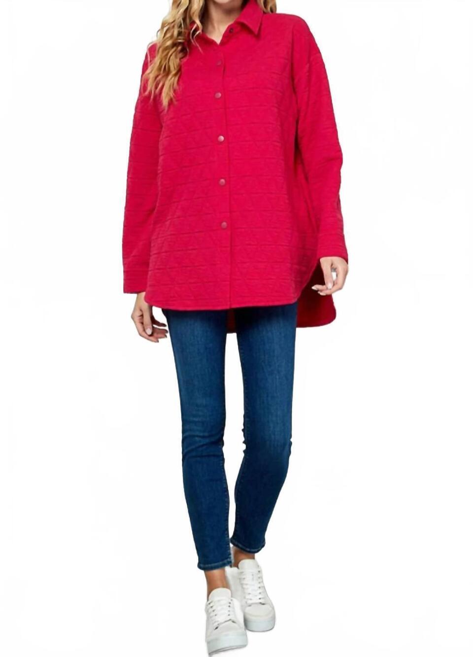 NEW SEE AND BE SEEN women's quinn quilted shacket in barbie pink